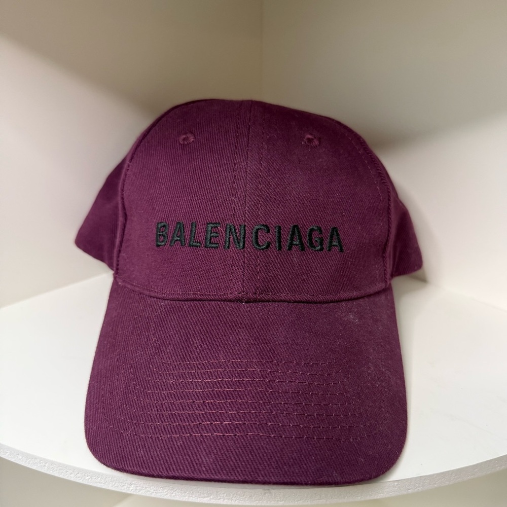 Balenciaga Burgundy Black Logo Visor Cap Size Large 59cm Adjustable Unisex